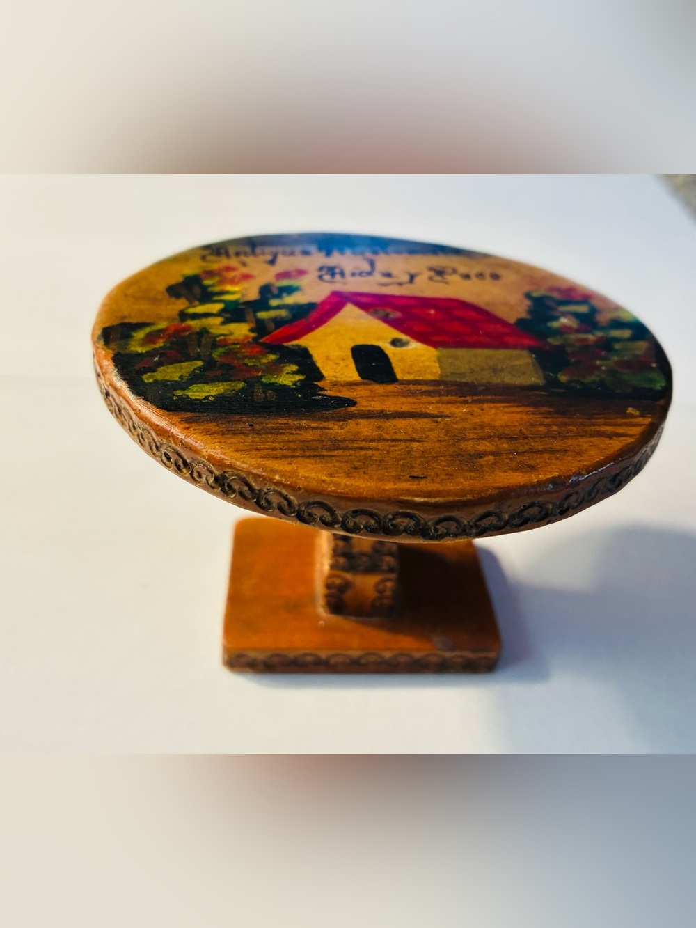 Vintage Hand Painted Wooden Doll House Table